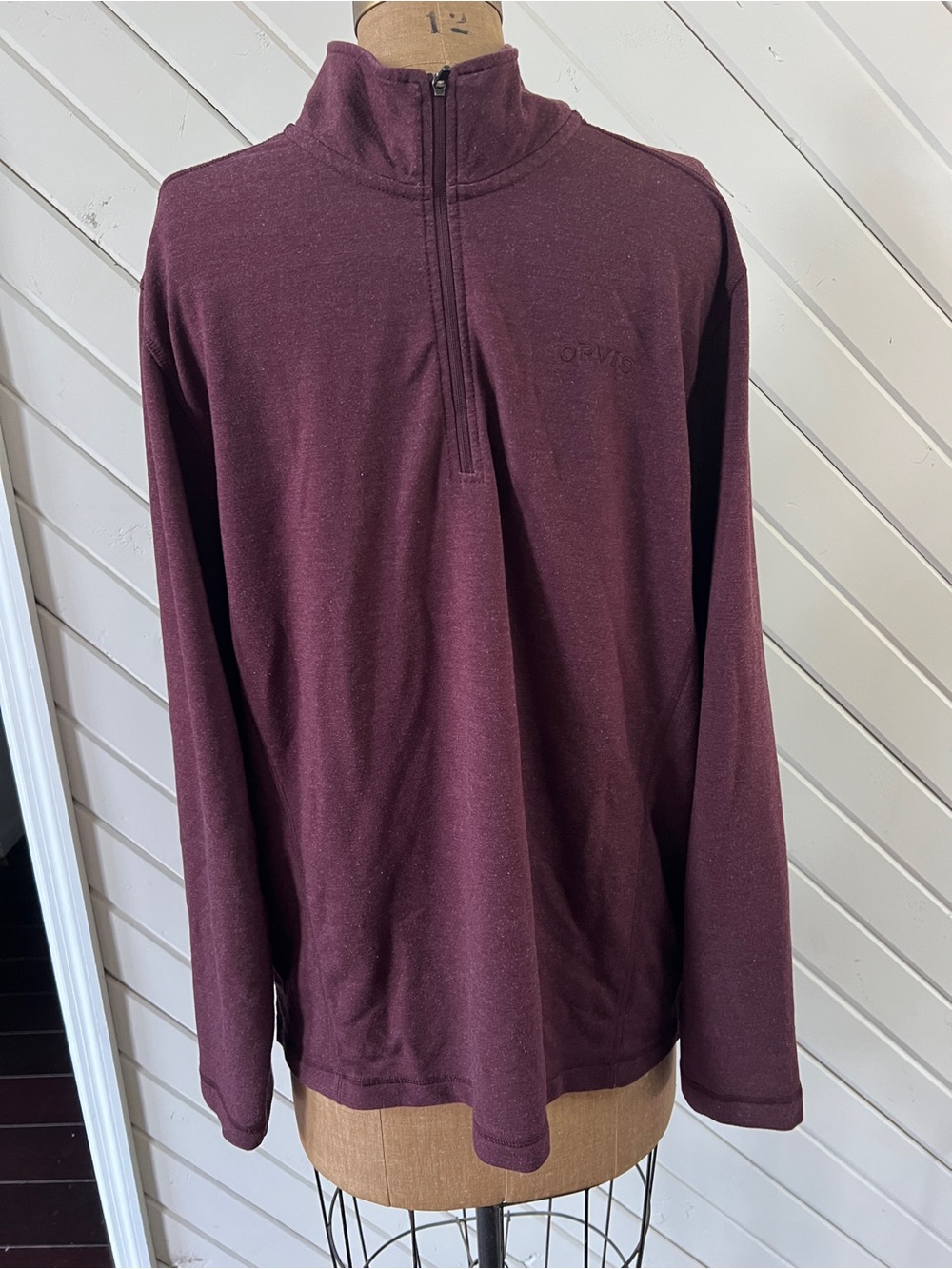 Orvis Men’s Classic Collection Quarter Zip Pullover Sz Large Burgundy Knit